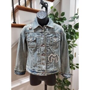 Limited-Edition Medal Gear Blue Denim Cotton Long Sleeve Buttons Front Jacket M
